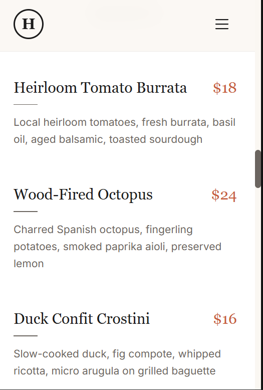 Hearth & Vine Gourmet Dish